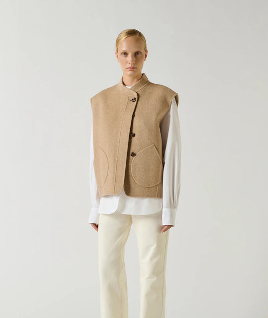 Giacca Smanicata Lana Beige