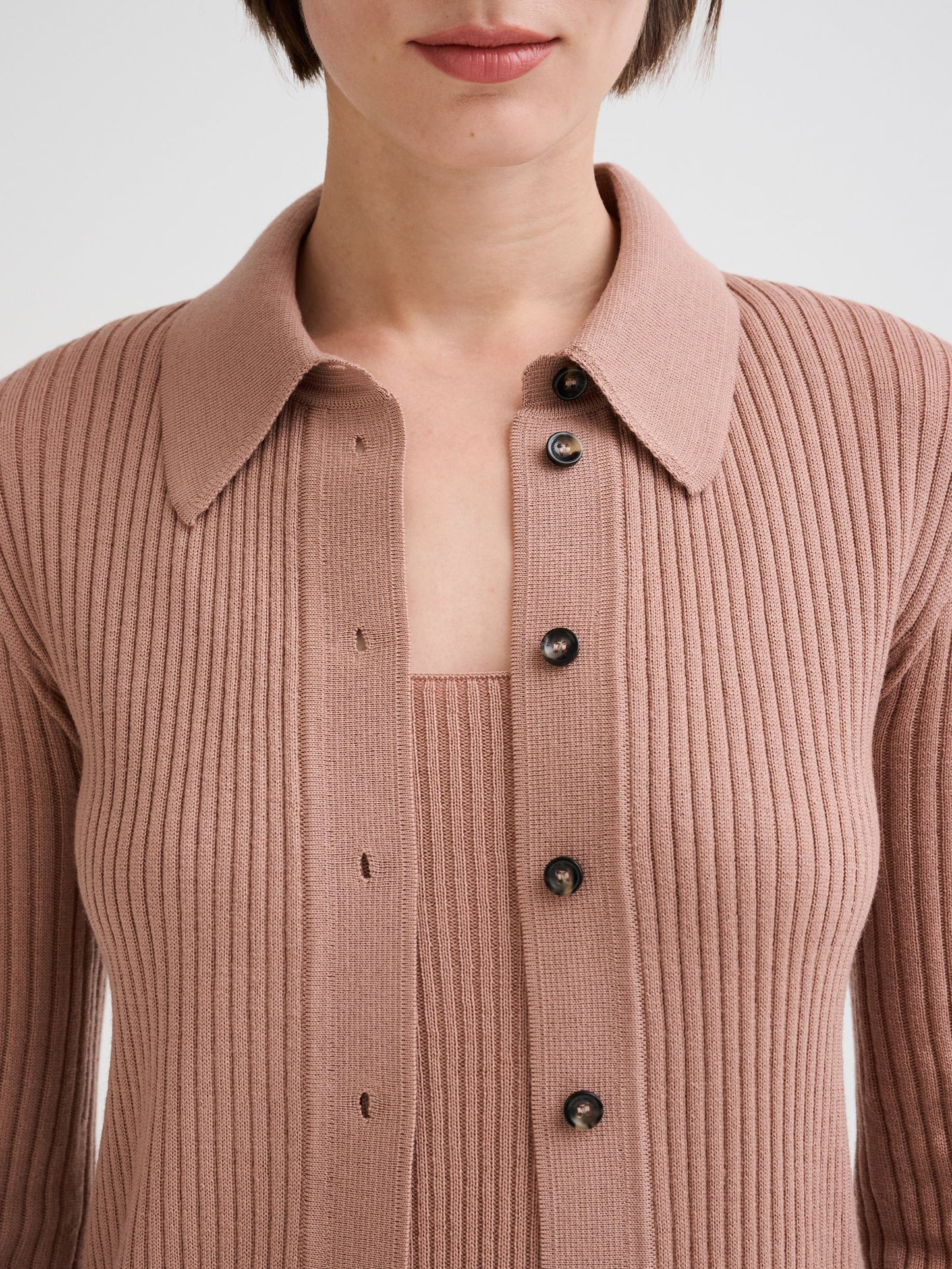 Camicia Coste Lana Merino Rosa