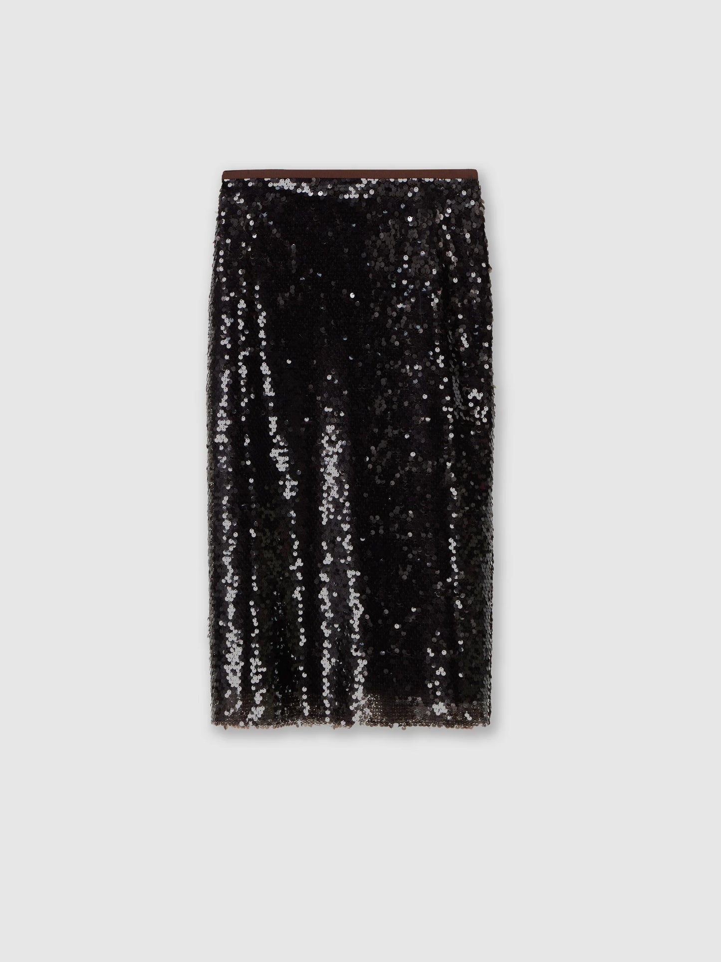 Gonna Midi Paillettes Marrone