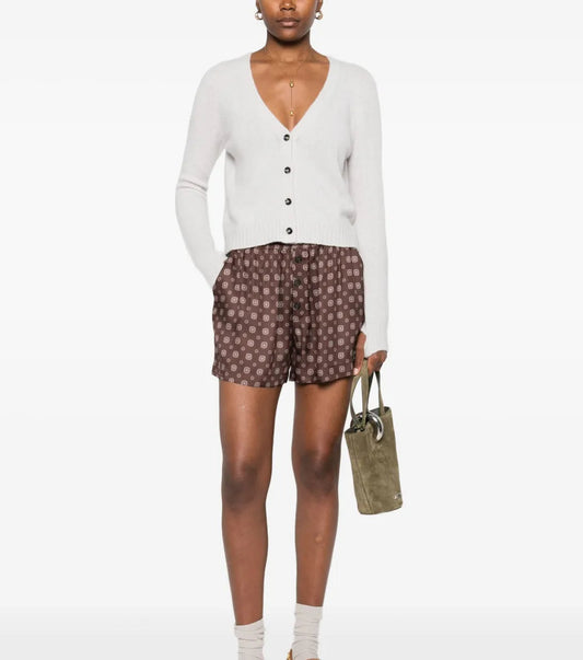 Cardigan Cachemire Seta Grigio Perla