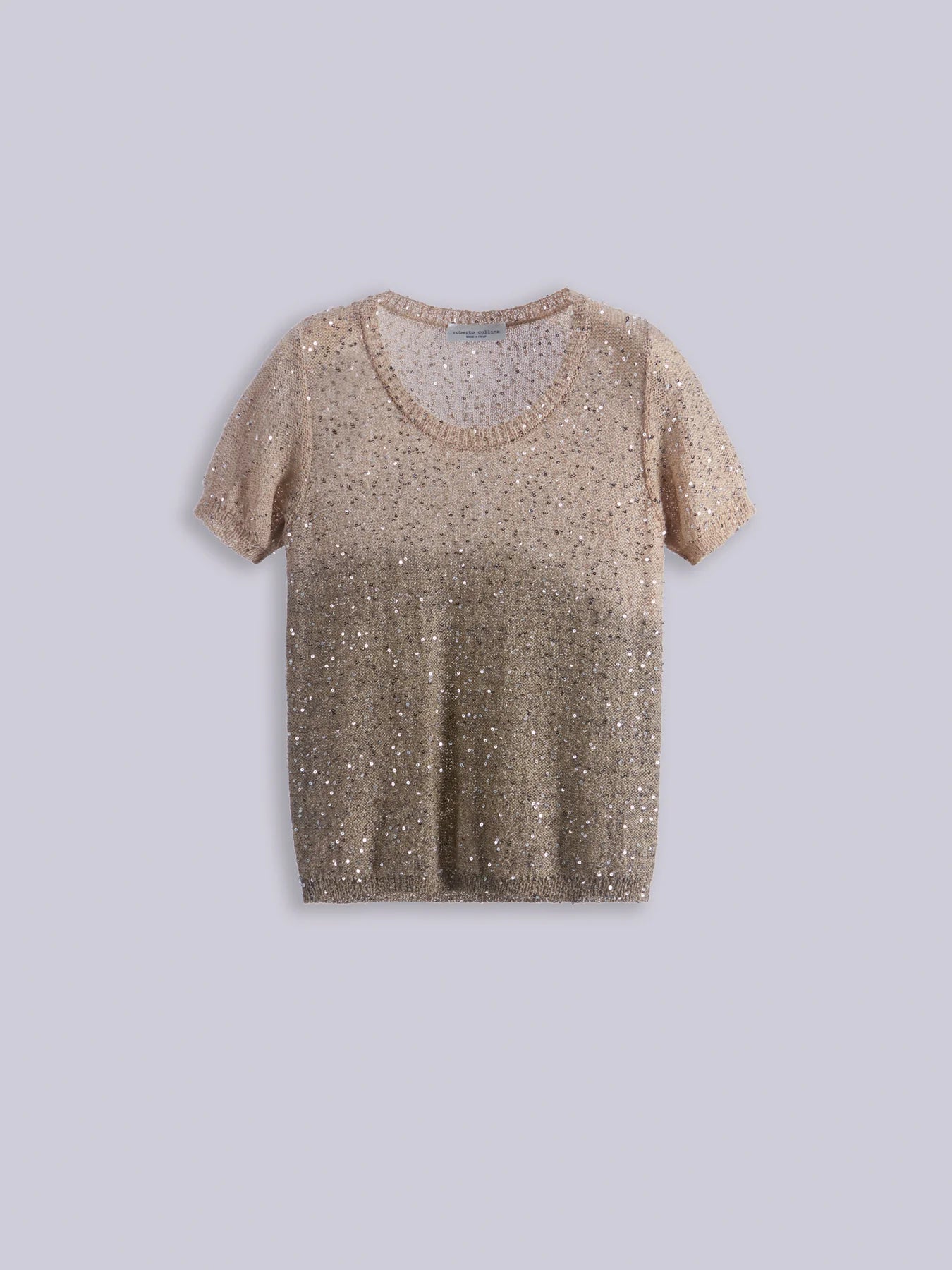 T-Shirt Paillettes Nude/Verde