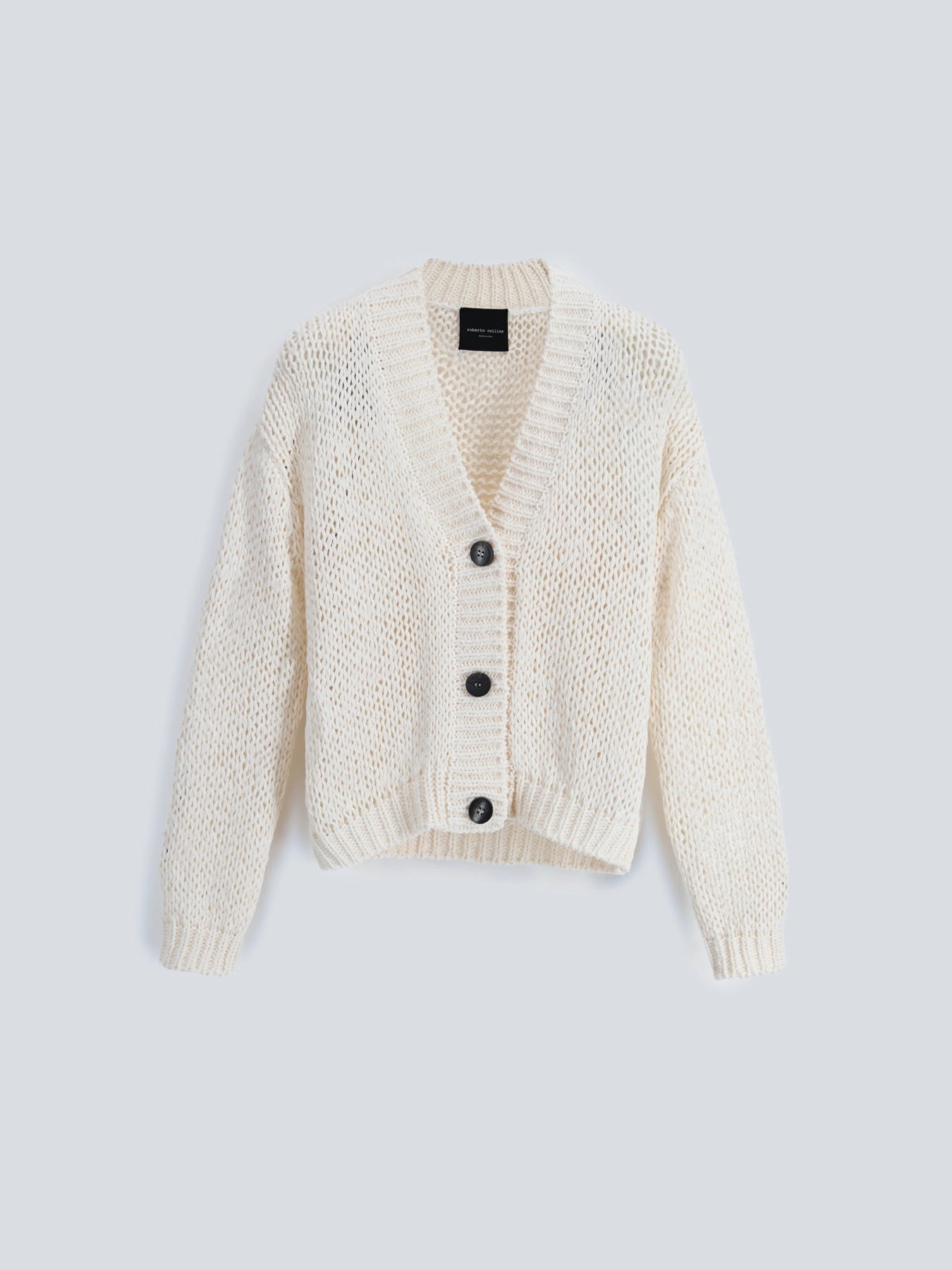 Cardigan Boxy Cotone Ecru