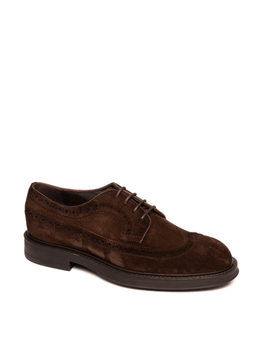 Derby Full Brogue Suede Marrone