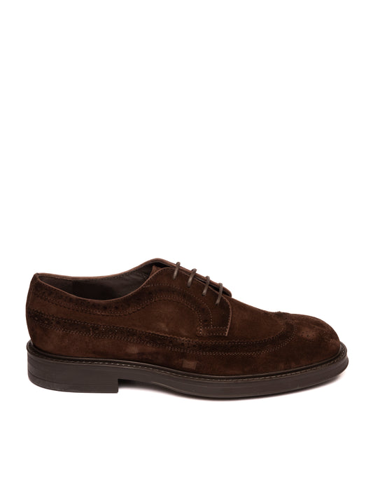 Derby Full Brogue Suede Marrone