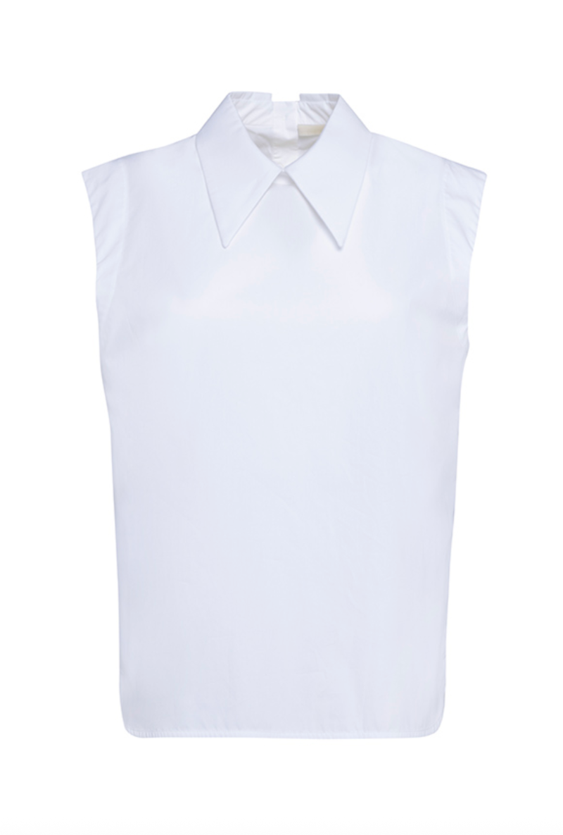 Camicia Smanicata Cotone Bianco