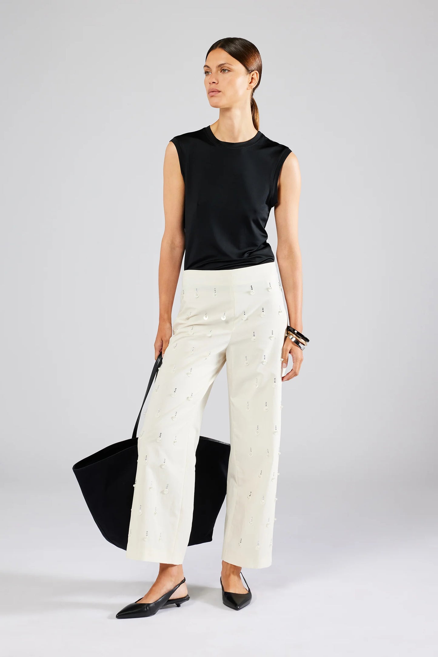 Pantalone Paillettes Panna