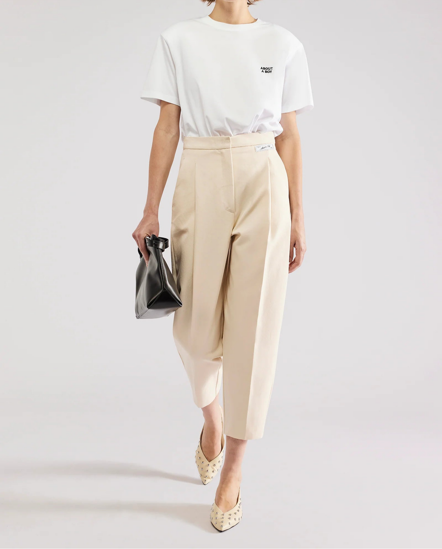 Pantalone Crop Lino Beige