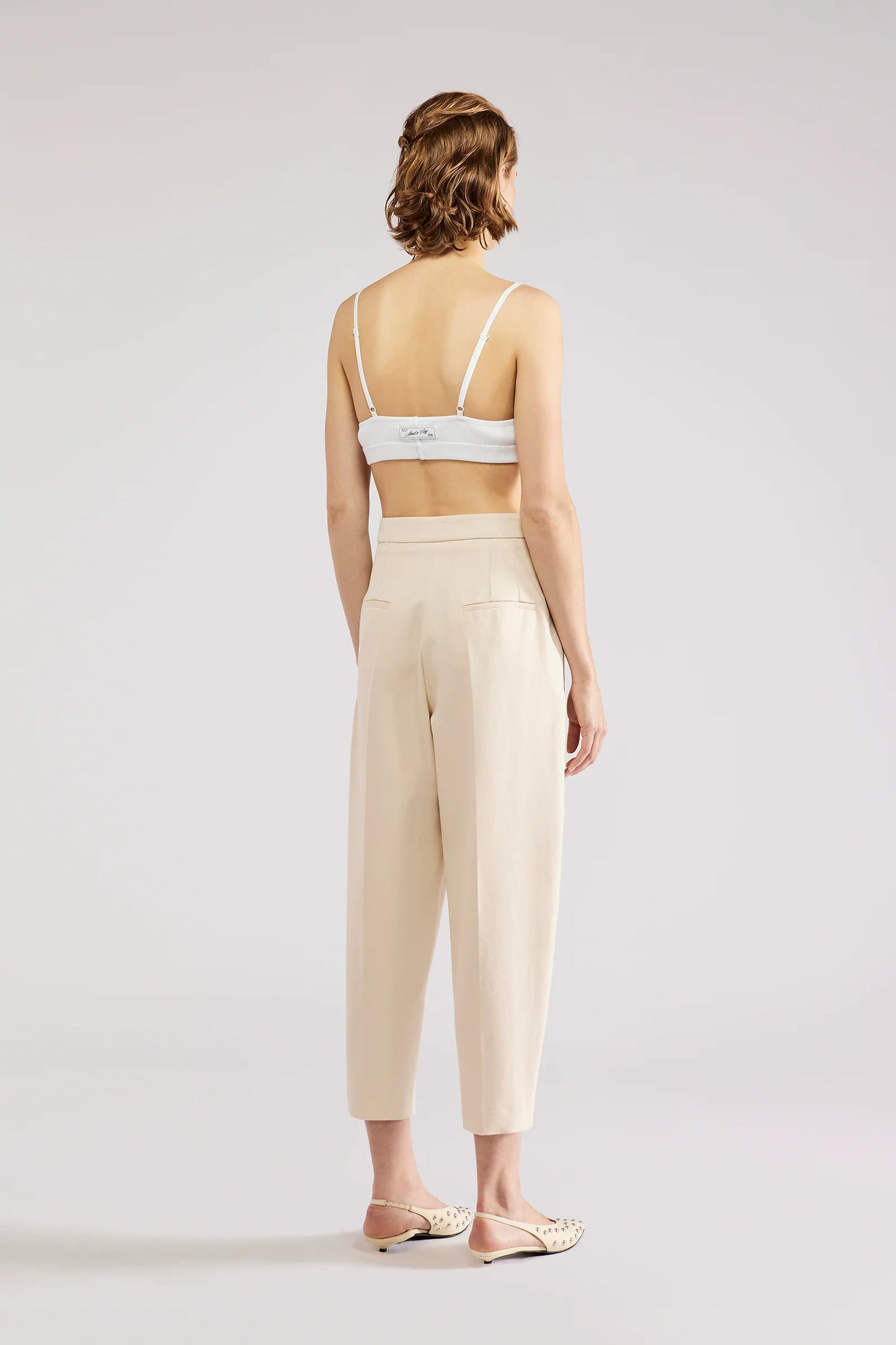 Pantalone Crop Lino Beige