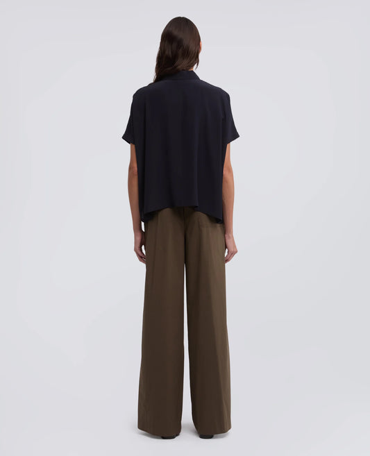 Camicia Manica Corta Seta Nera