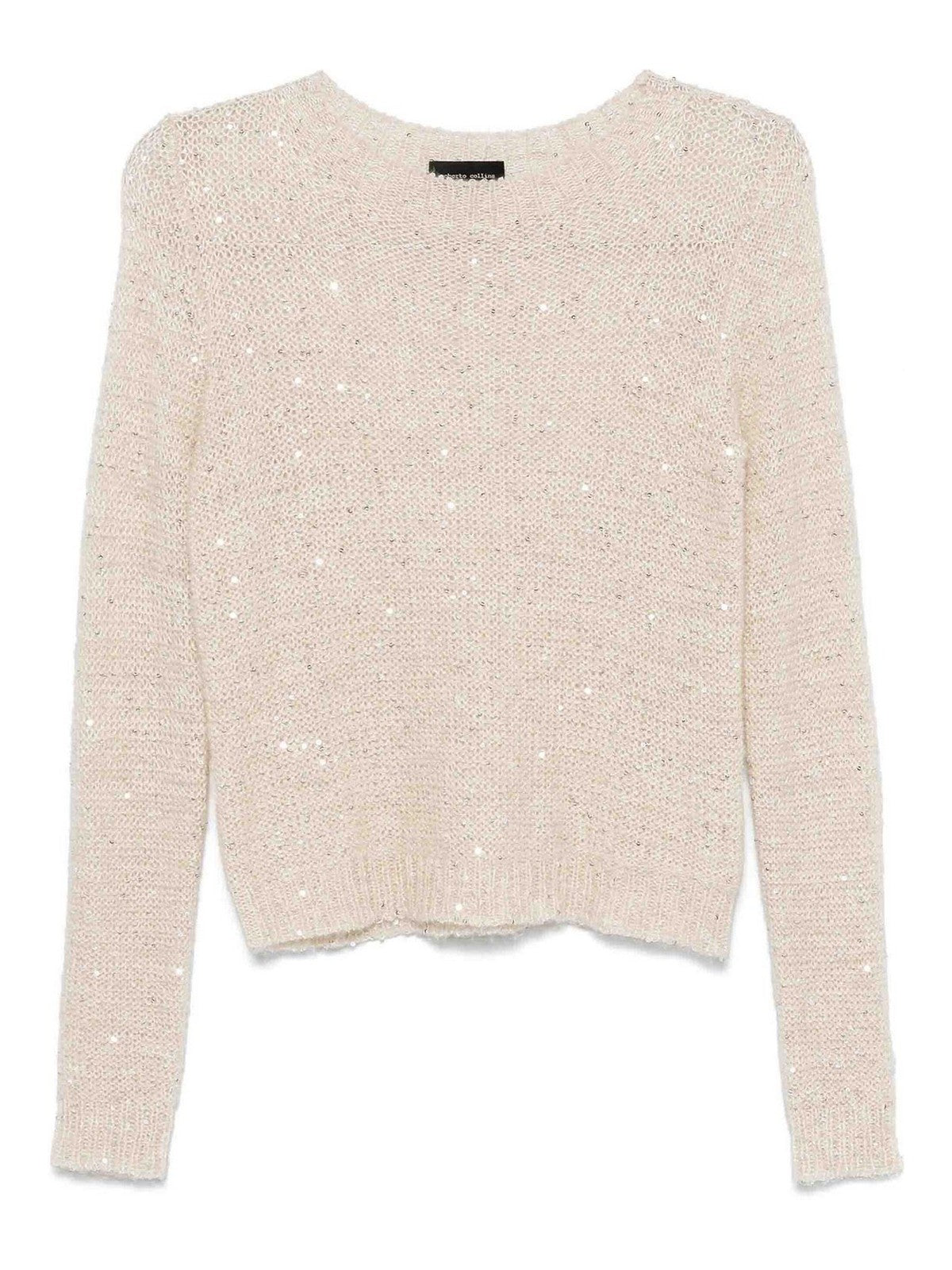 Girocollo Micro-Paillettes Beige