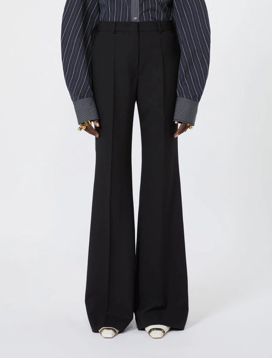 Pantalone Slim Flare Lana Nero