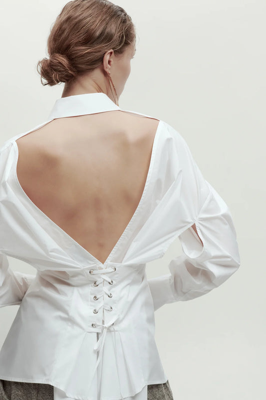 Camicia Corsetto Cotone Bianca