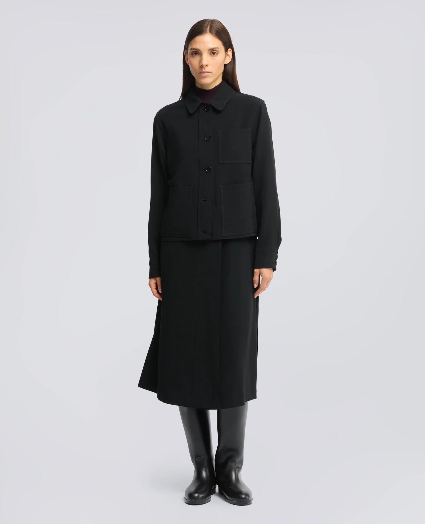 Giacca Boxy Crepe Cady Nero