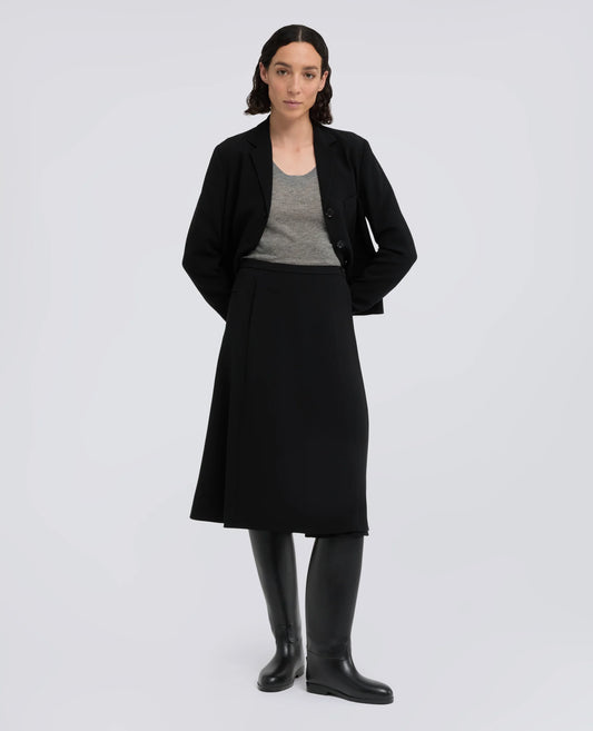 Gonna Longuette Crepe Cady Nero