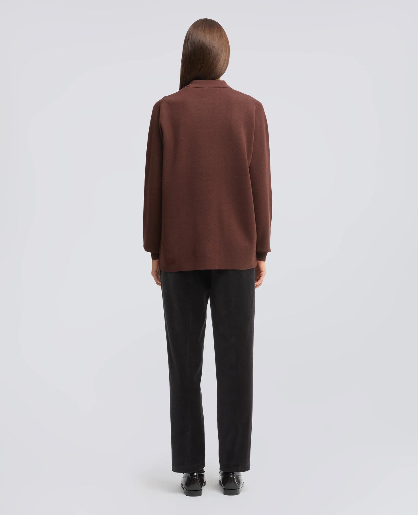 Cardigan Camicia Lana Merino Marrone