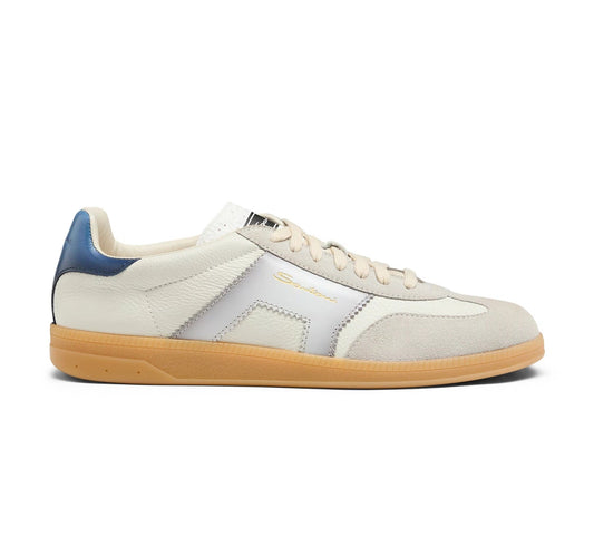 Sneaker DBS Pelle Bianca Dettaglio Blu