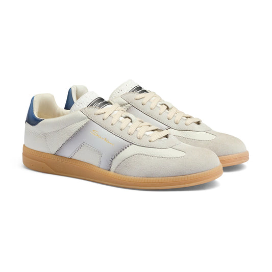Sneaker DBS Pelle Bianca Dettaglio Blu
