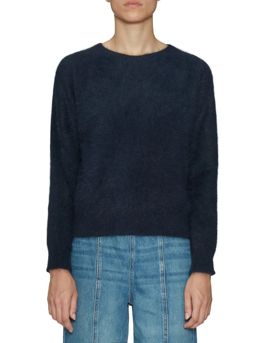 Pullover Girocollo Angora Blu