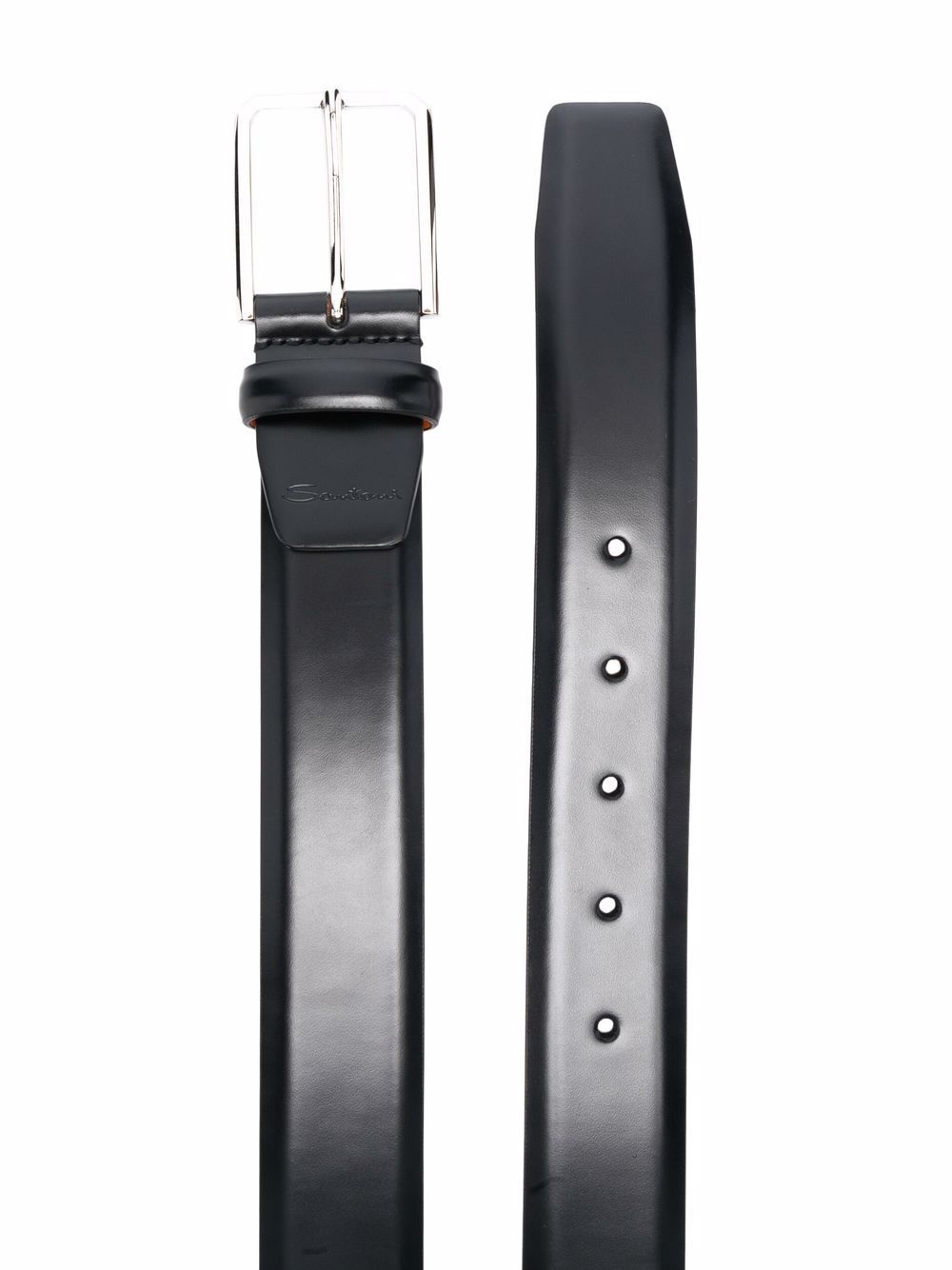 Cintura in Pelle Spazzolata Nera