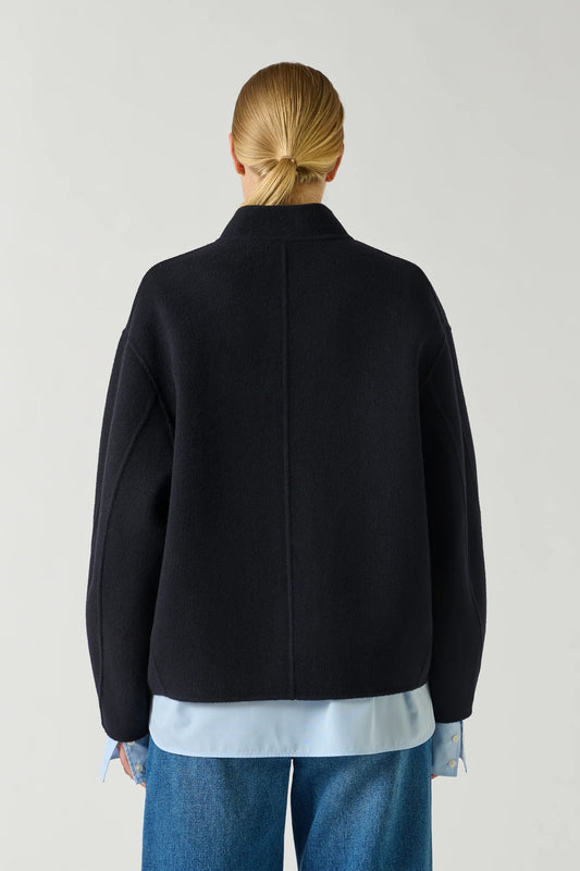Cappotto Corto Lana blu