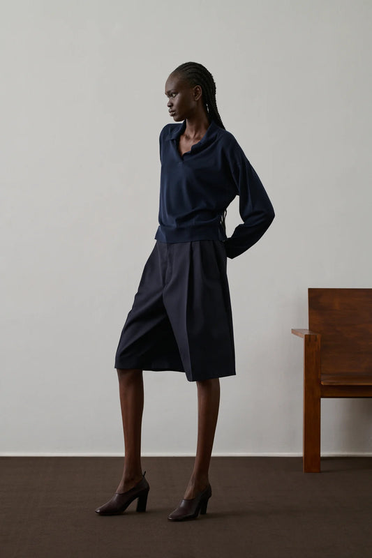 Maglia Polo Lana Blu
