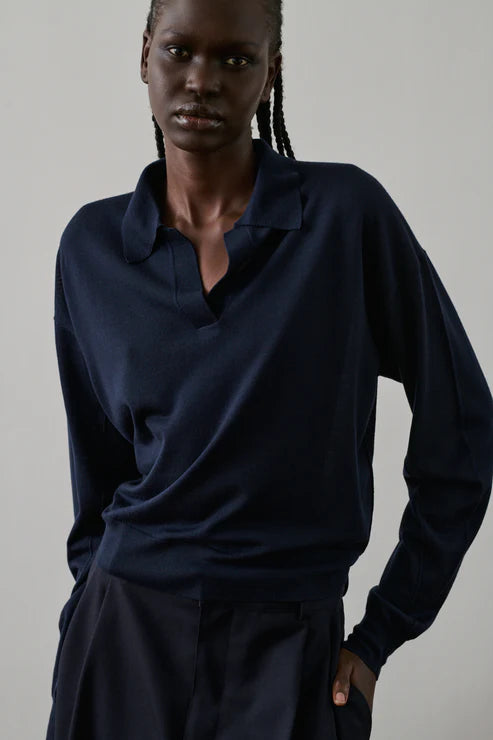 Maglia Polo Lana Blu