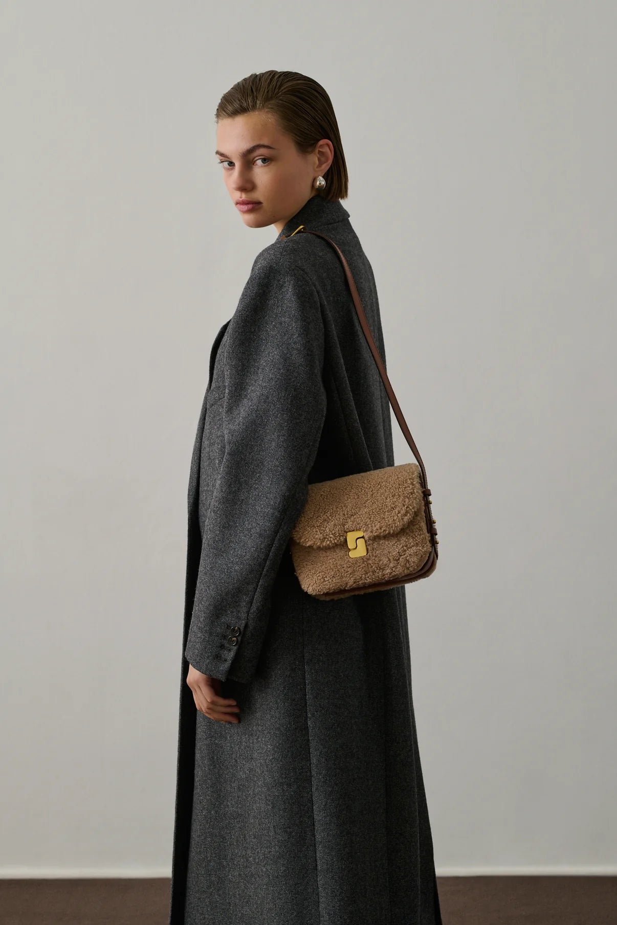 Borsa Tracolla Shearling Beige