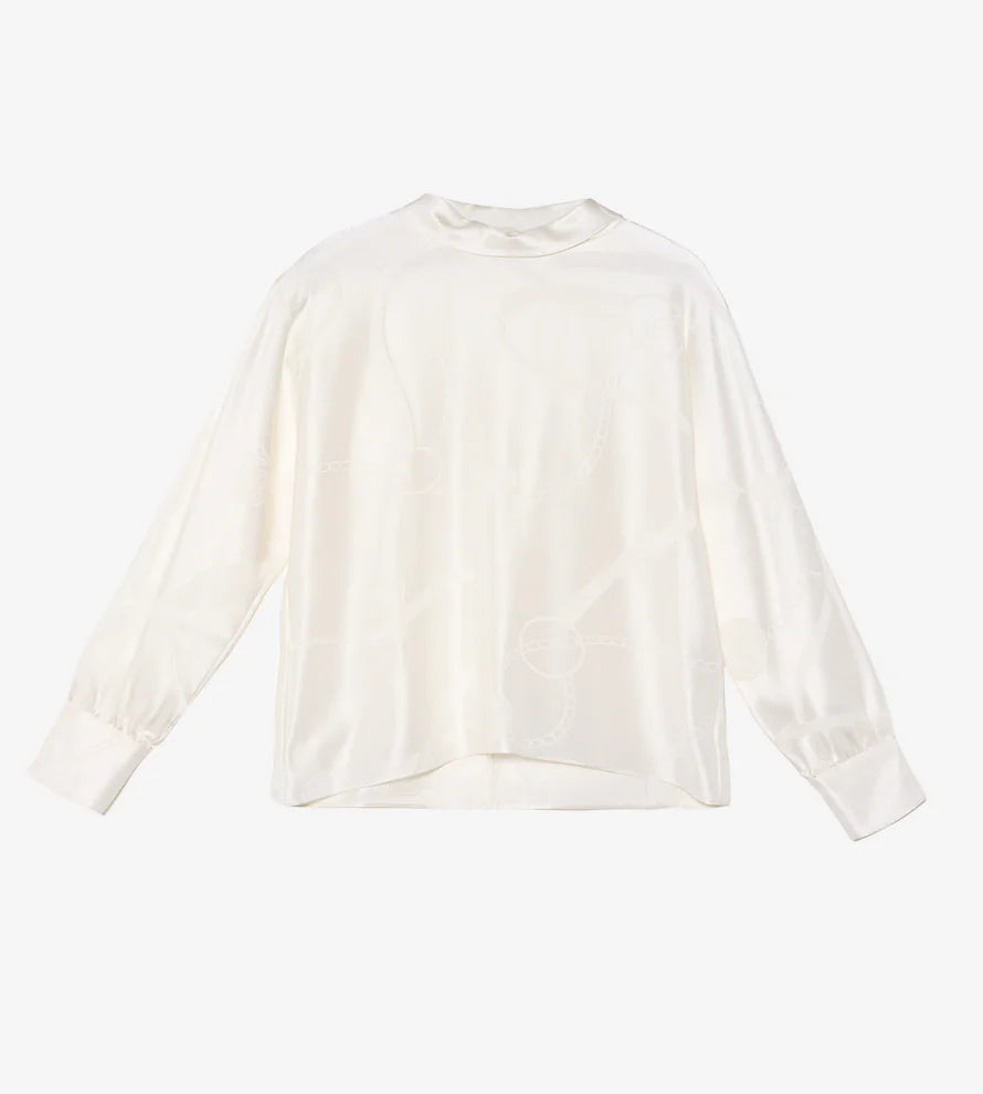 Blusa Jacquard Seta Gesso