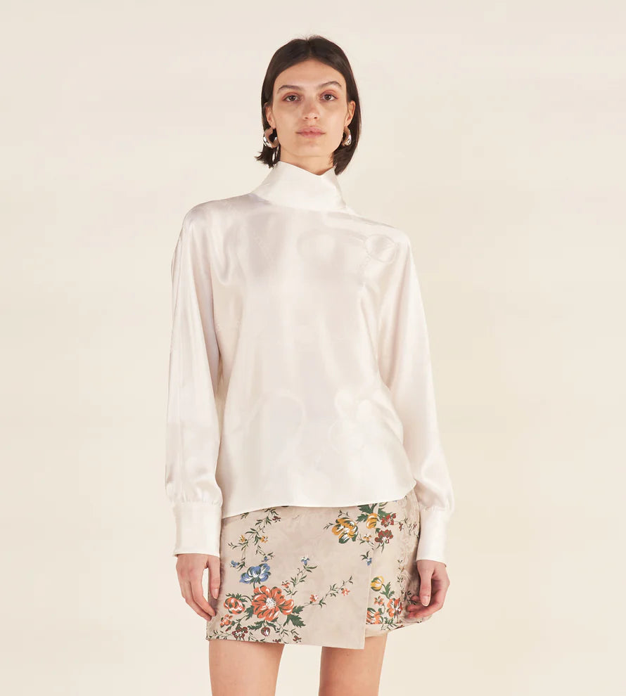 Blusa Jacquard Seta Gesso