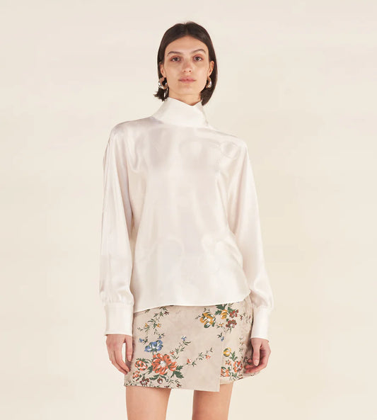 Blusa Jacquard Seta Gesso