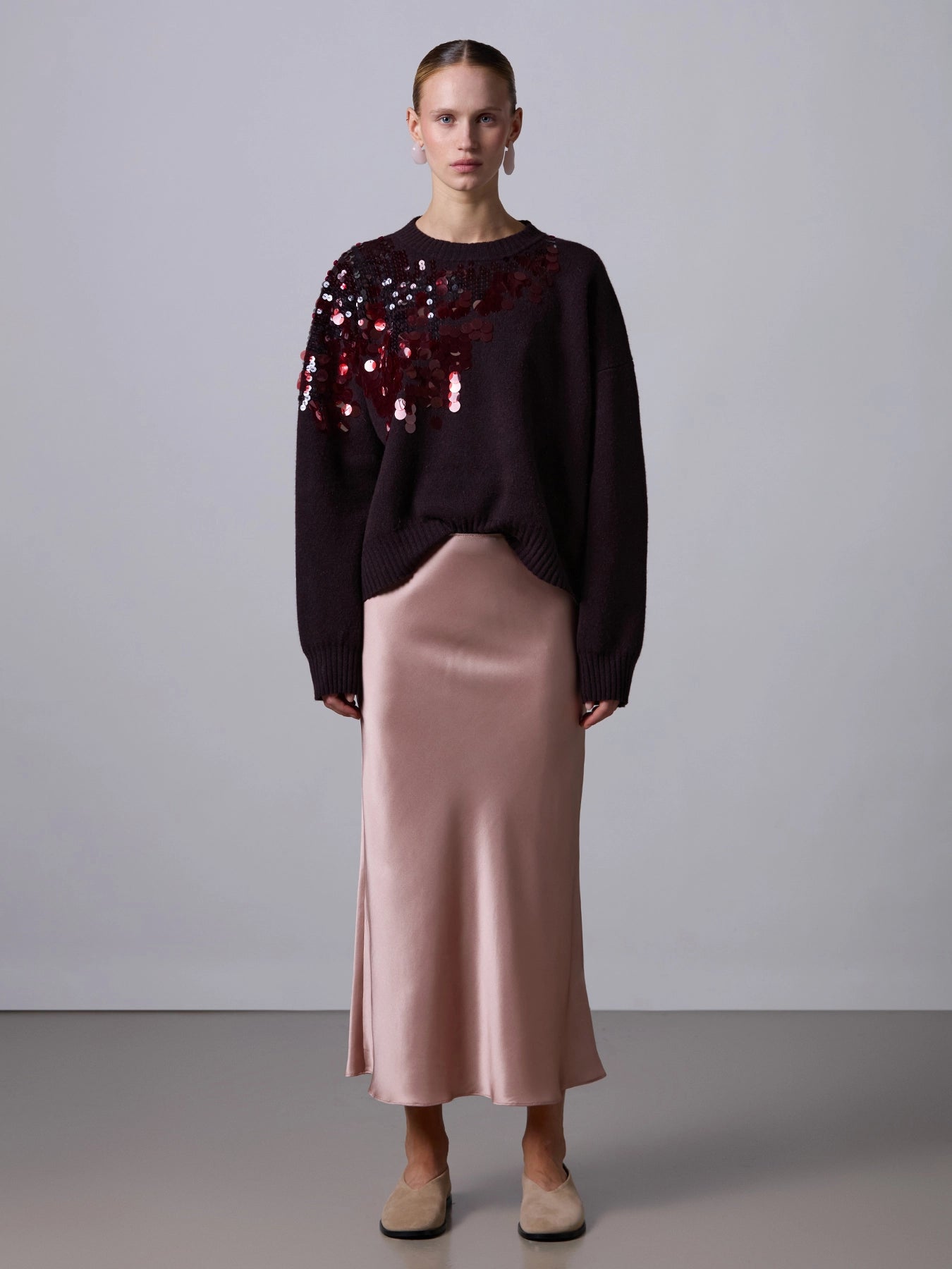 Girocollo Over Paillettes Bordeaux