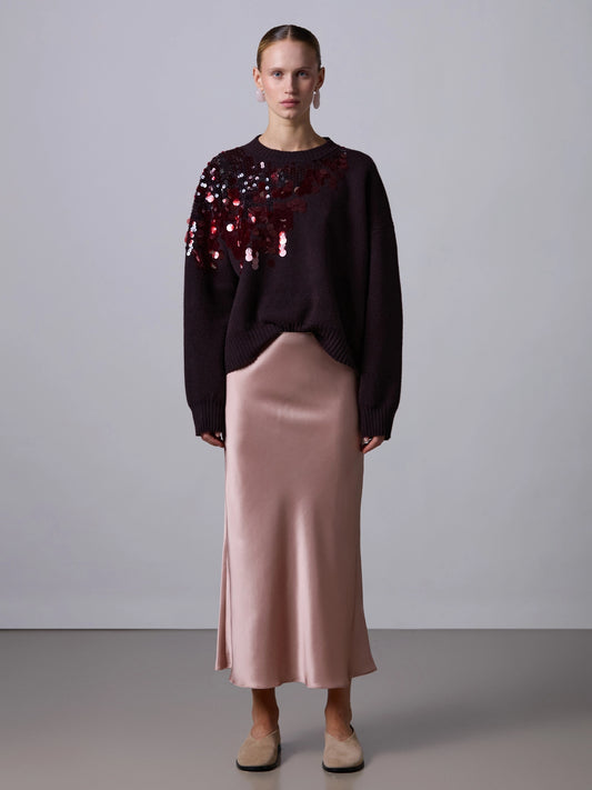 Girocollo Over Paillettes Bordeaux