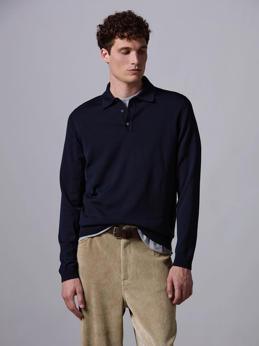 Polo Manica Lunga Blu Navy