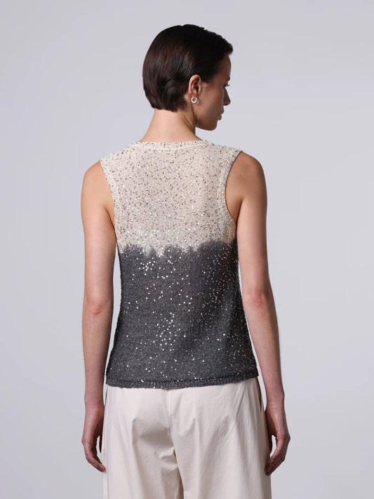 Canotta Paillettes Nero/Burro