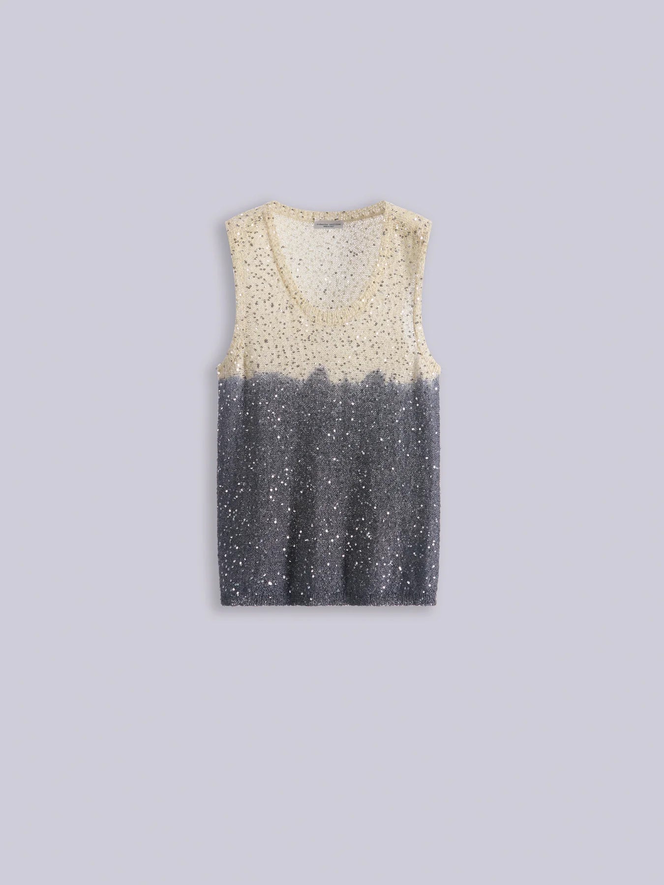 Canotta Paillettes Nero/Burro