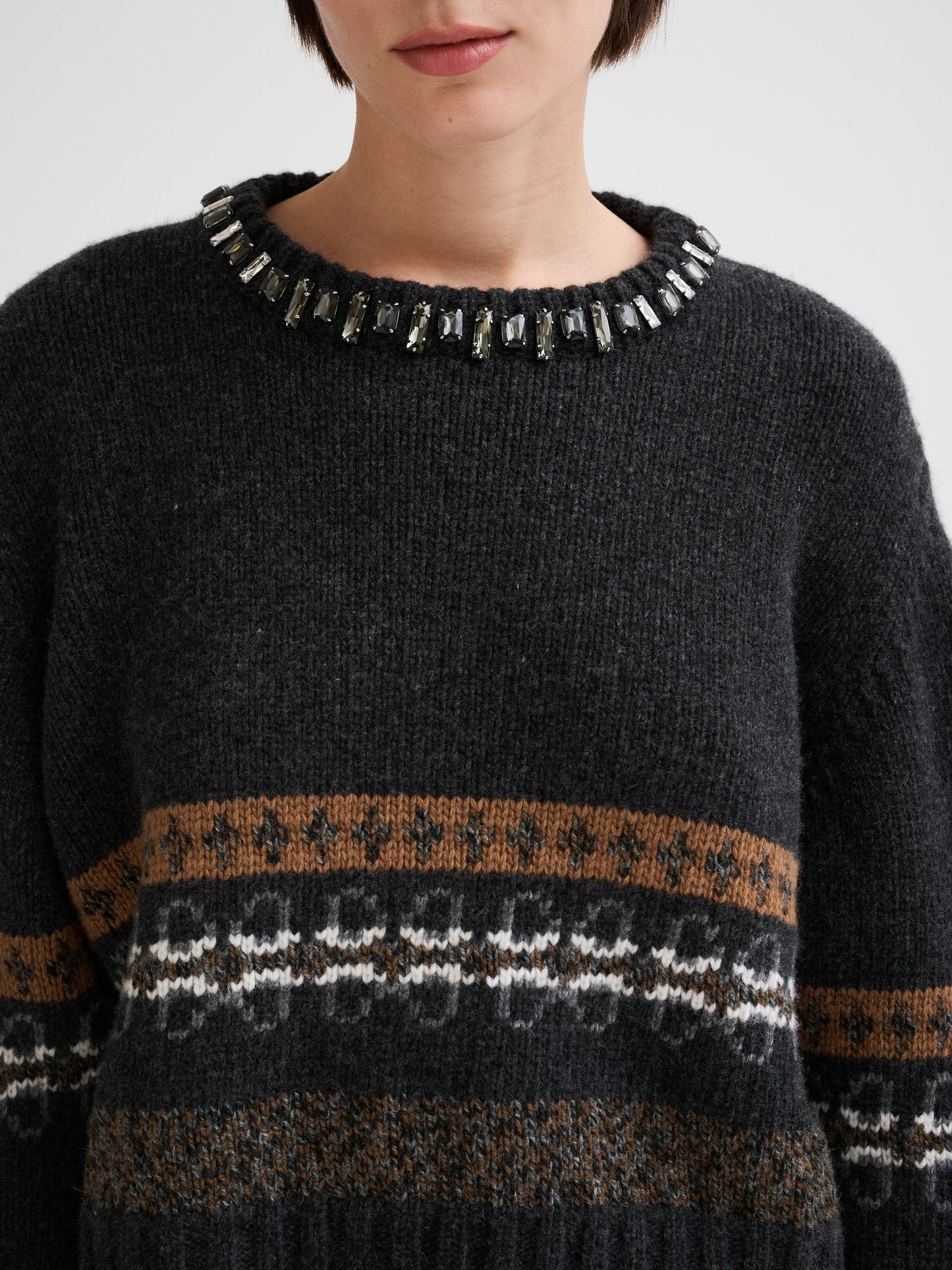 Maglione Boxi Jacquard Decorazioni  Pietra