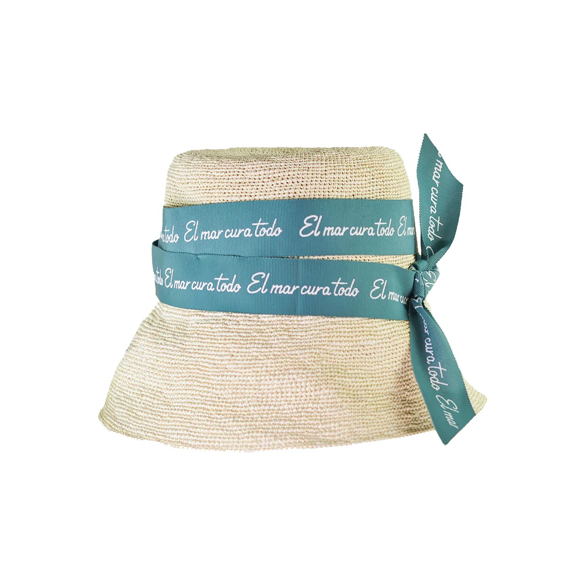 Cappello Rafia Natural Fiocco Celeste