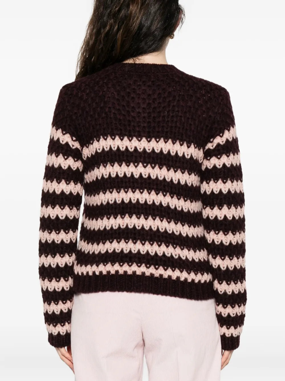 Cardigan Righe Rosa/Bordeaux