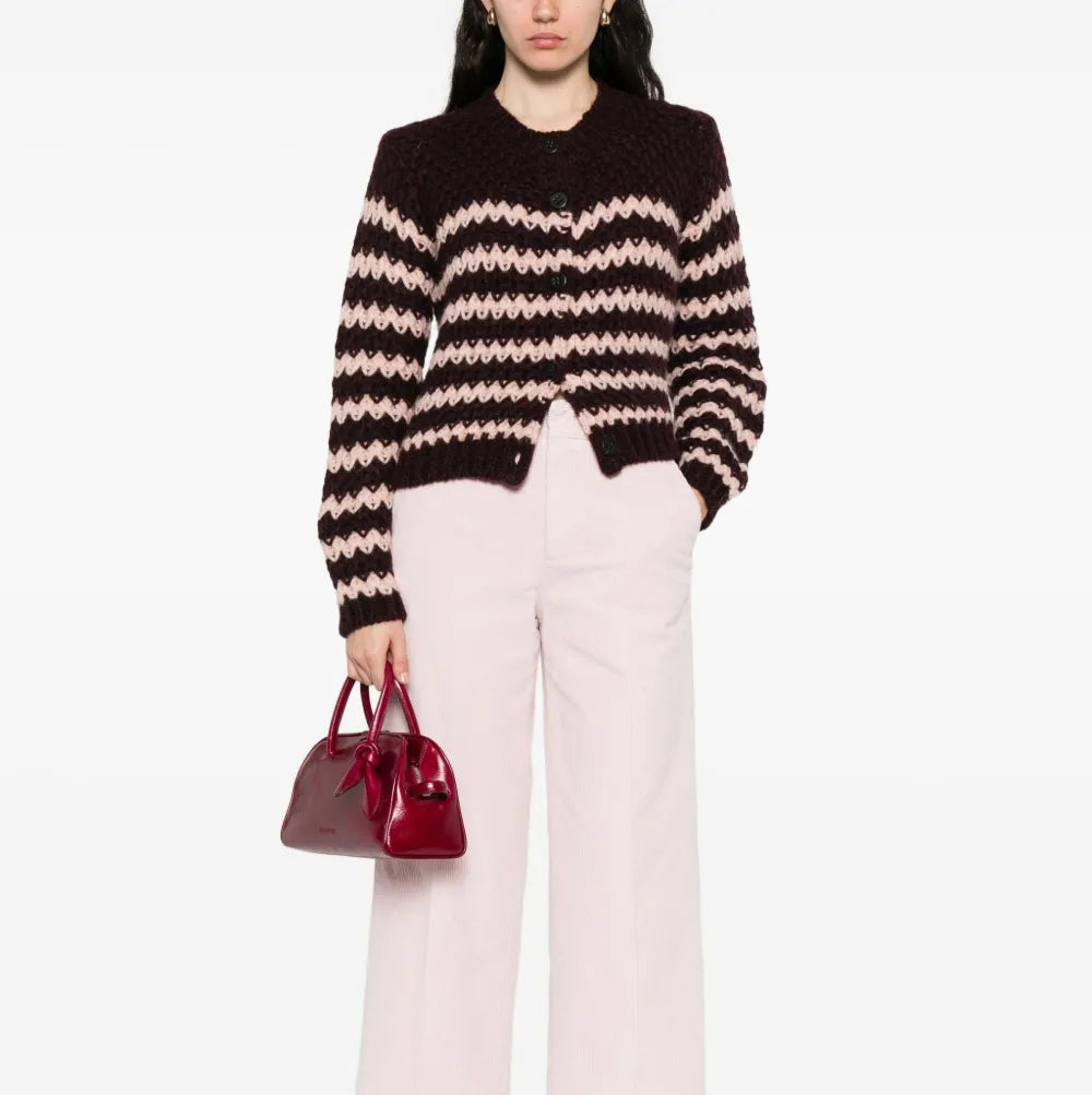 Cardigan Righe Rosa/Bordeaux