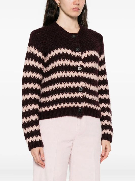 Cardigan Righe Rosa/Bordeaux