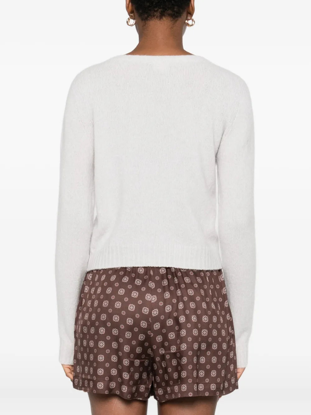 Cardigan Cachemire Seta Grigio Perla