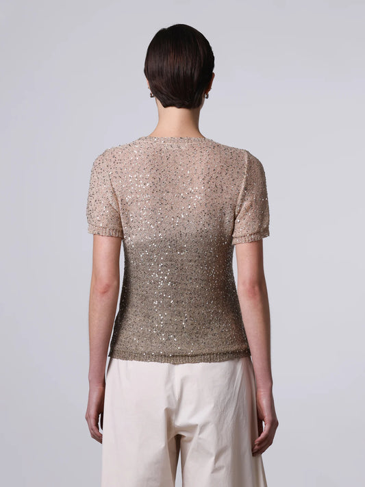 T-Shirt Paillettes Nude/Verde