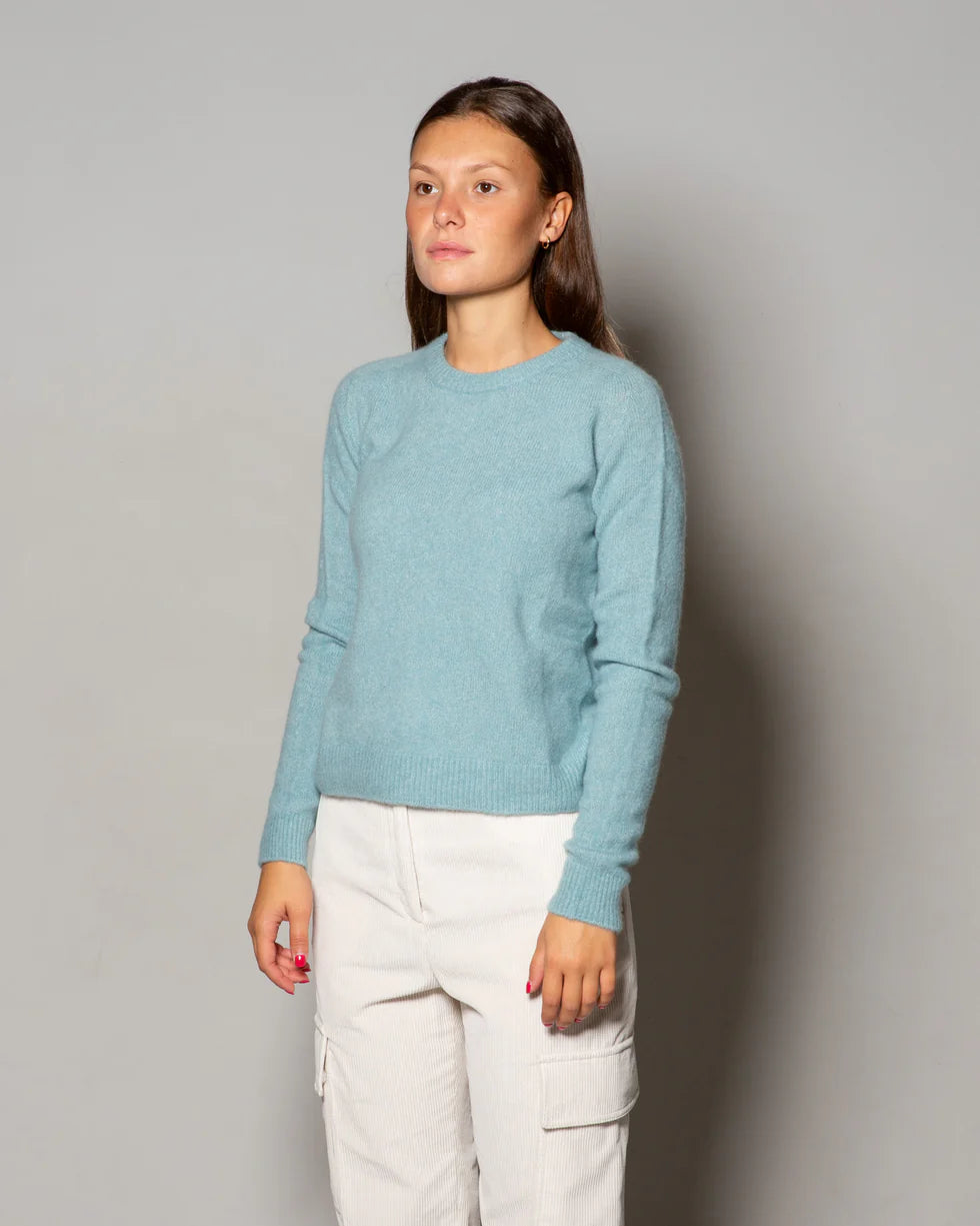 Maglione Girocollo Cachemire Seta Celeste