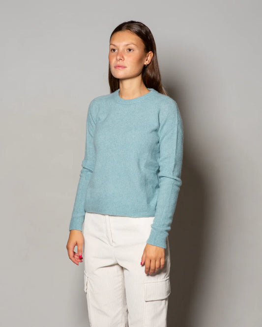 Maglione Girocollo Cachemire Seta Celeste