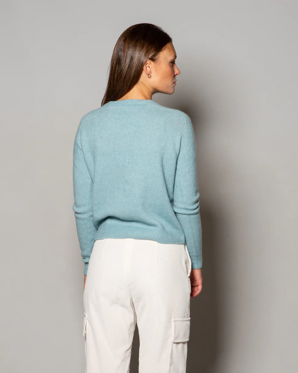 Maglione Girocollo Cachemire Seta Celeste