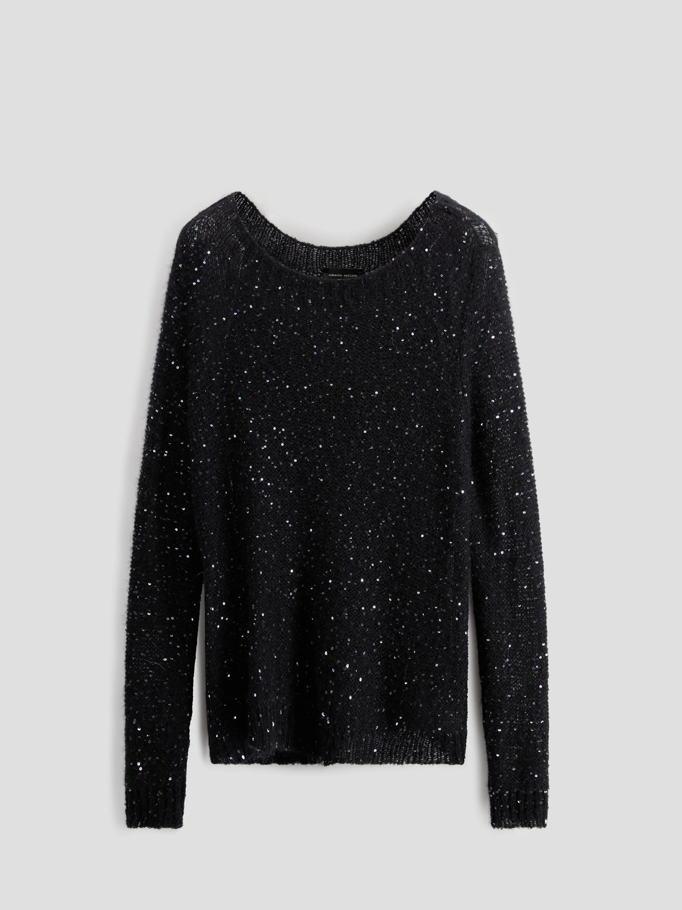 Maglia Over Paillettes Nera