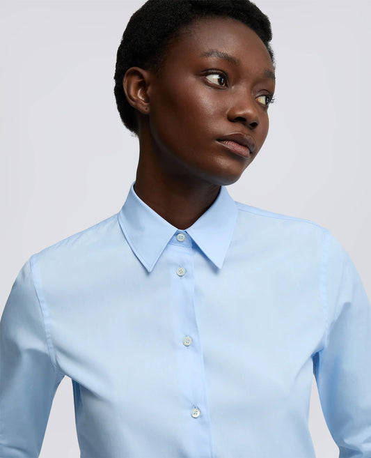 Camicia Slim Popeline Celeste