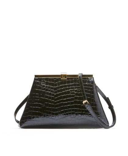 Borsa Jeanne Croc Vernice Nera