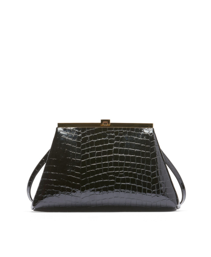 Borsa Jeanne Croc Vernice Nera