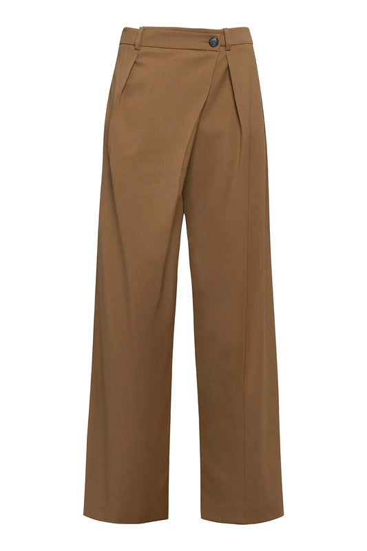 Pantalone Asimmetrico Lana Cammello